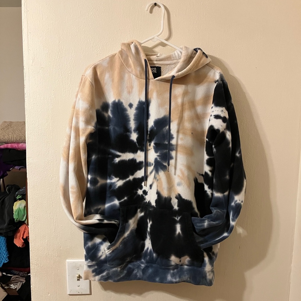 RSQ Spiral Navy Combo Tie Dye Men's Hoodie Sweatshirt Medium